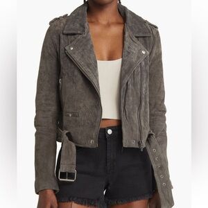 BLANKNYC Grey Suede Moto Jacket